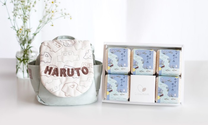 赤ちゃんも食べやすい一升米と名入れリュックのセット|初誕生日におすすめ