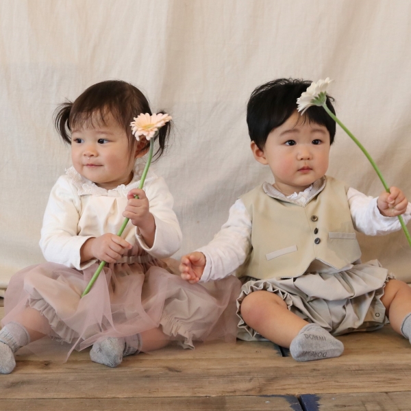 ベビーフォーマル衣装セット（男女）— 1歳誕生日・記念撮影用