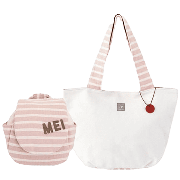 名入れベビーリュックとお揃いママトートの2点ギフトセット（ボーダー柄）